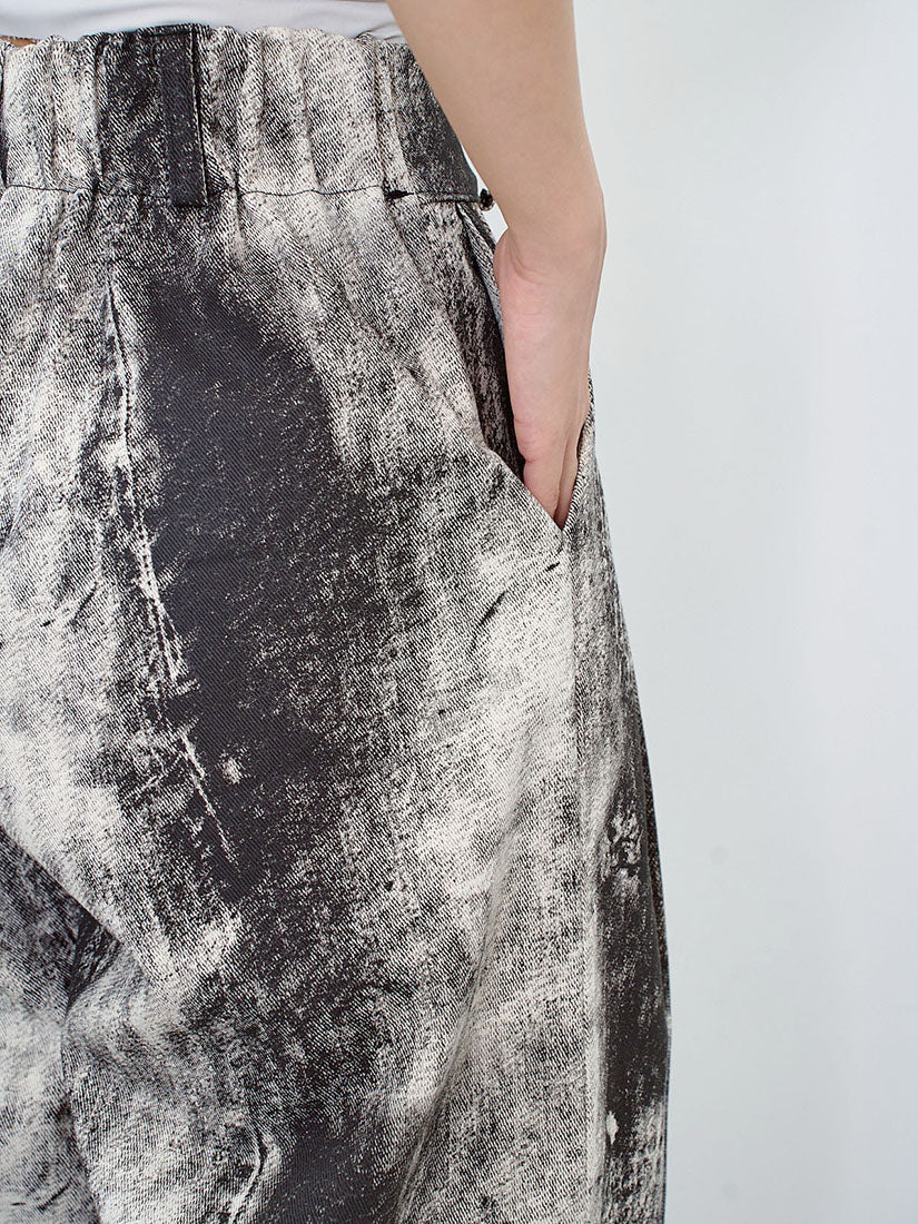 Charcoal Paint Printed Denim Pants