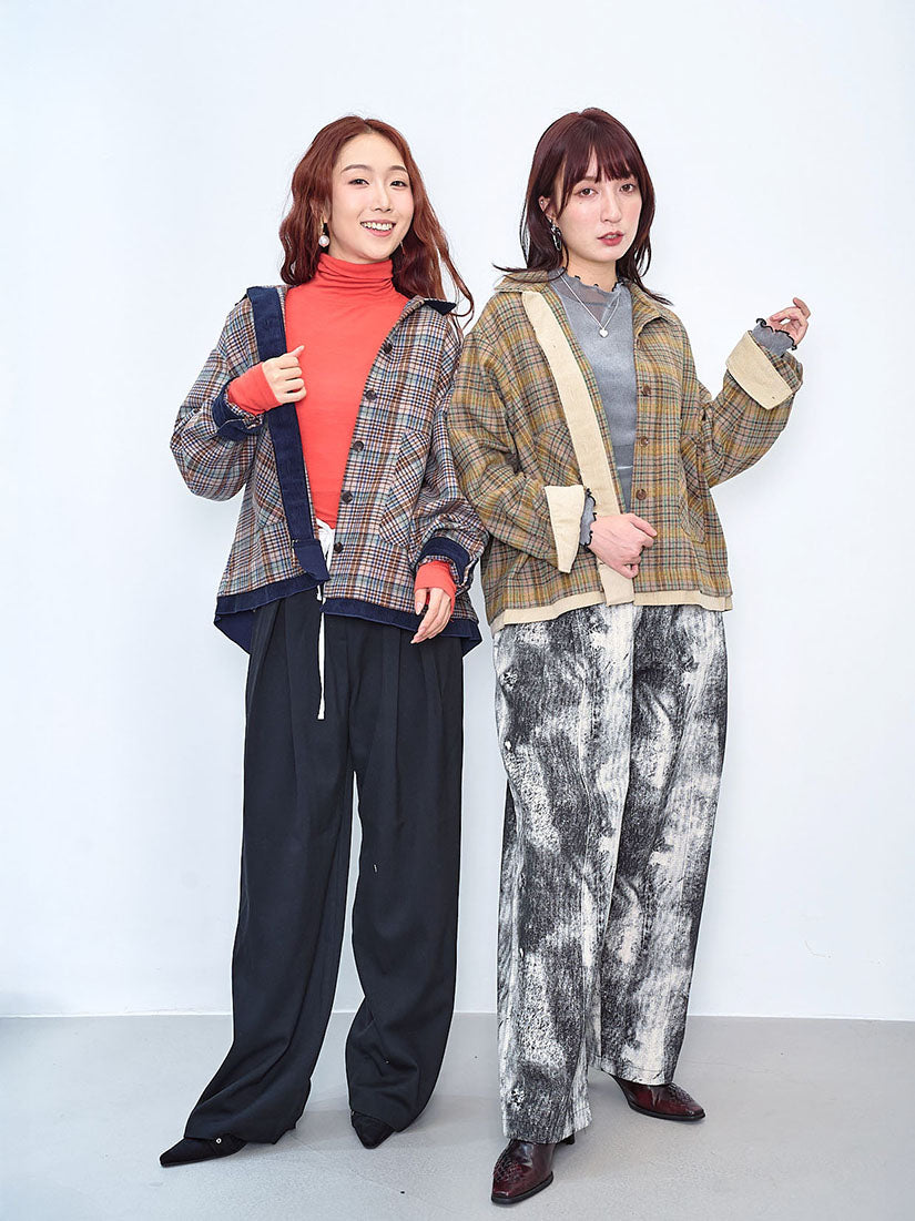 Corduroy Trim Tartan Shirt Jacket (2 Colours)