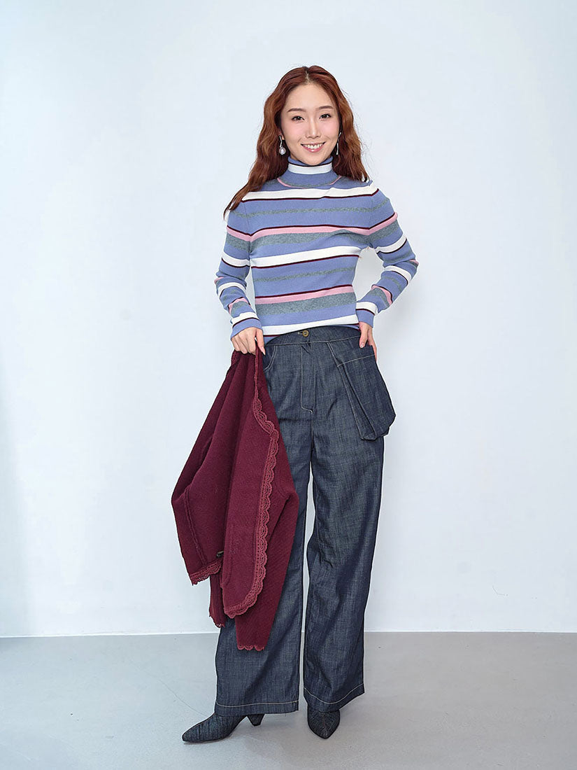 Striped Turtle Neck Sweater (2 Colours)