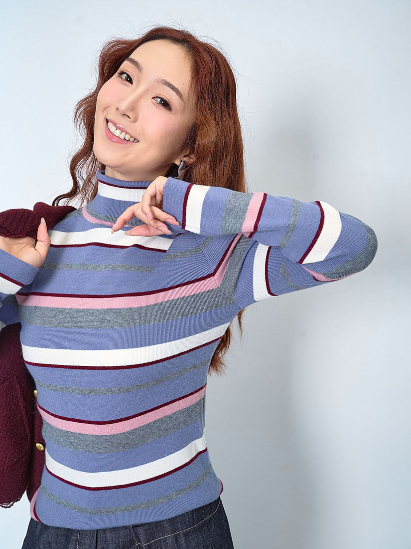 Striped Turtle Neck Sweater (2 Colours)