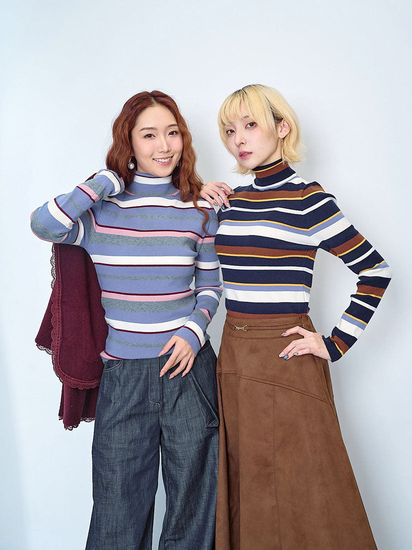 Striped Turtle Neck Sweater (2 Colours)