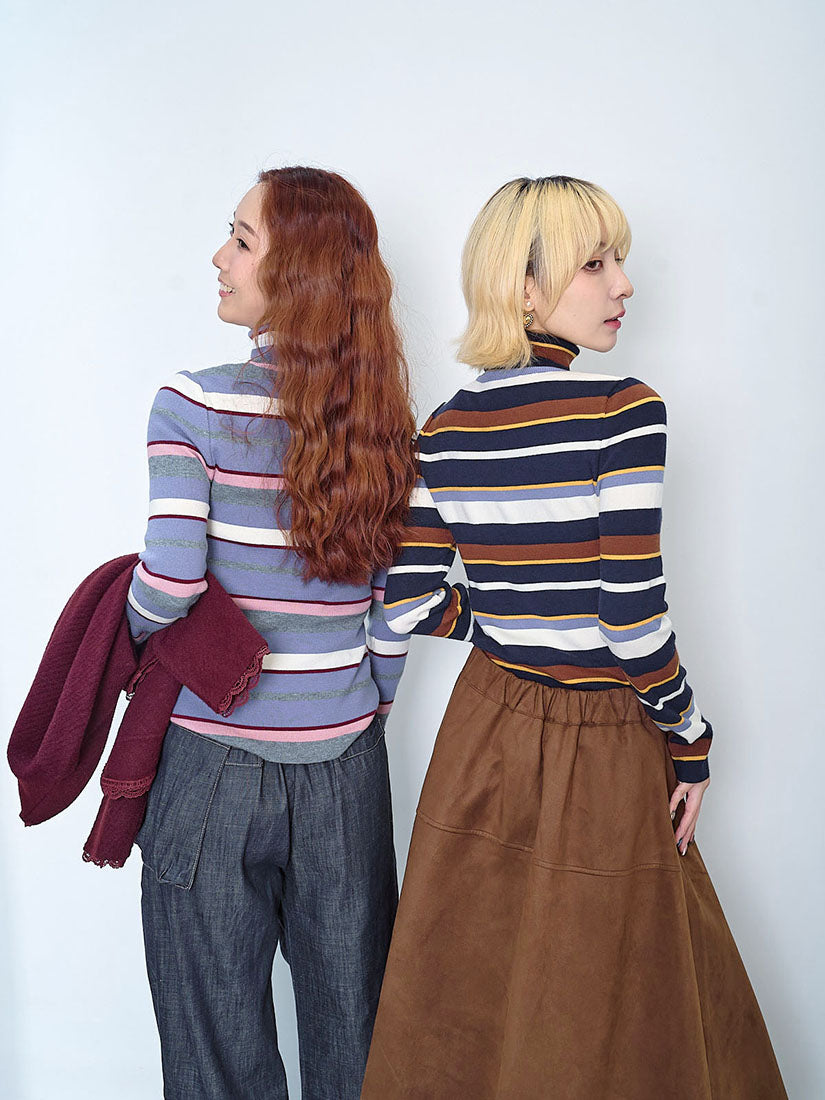 Striped Turtle Neck Sweater (2 Colours)