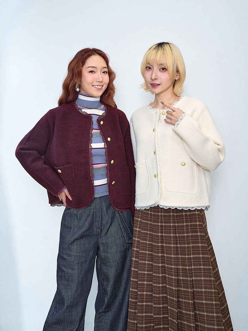 Lace Edge Woollen Jacket (2 Colours)