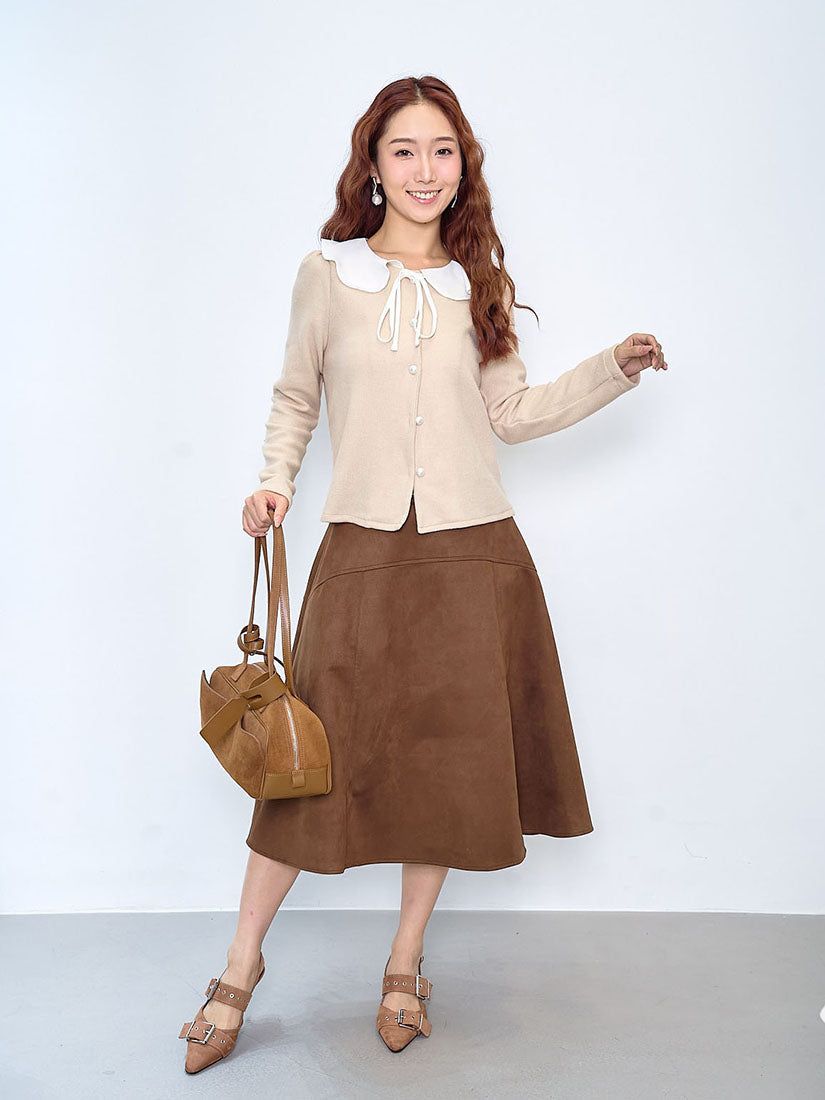 Horsebit Detailed Suede Skirt (2 Colours)