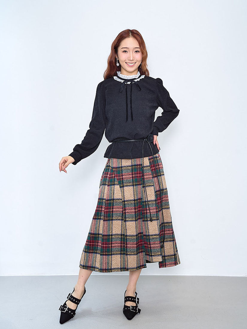 Asymmetric Cut Tartan Skirt (2 Colours)