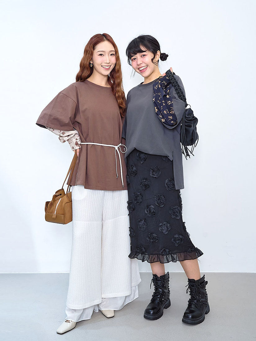 Floral Shirt Sleeve Tee (2 Colours)