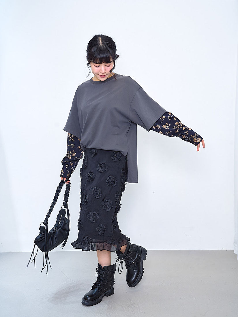 Floral Shirt Sleeve Tee (2 Colours)