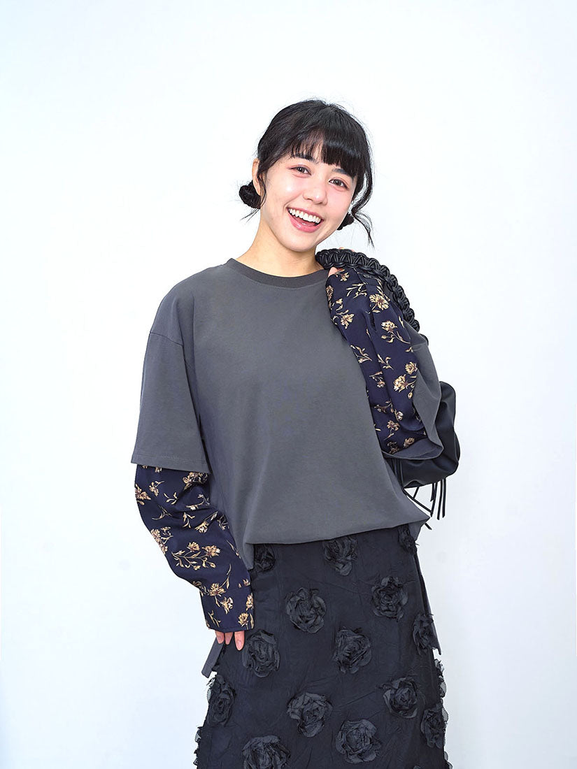 Floral Shirt Sleeve Tee (2 Colours)