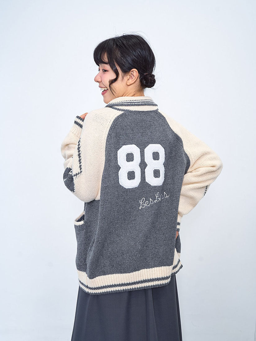 '88' Colourblocked Cardigan (2 Colours)