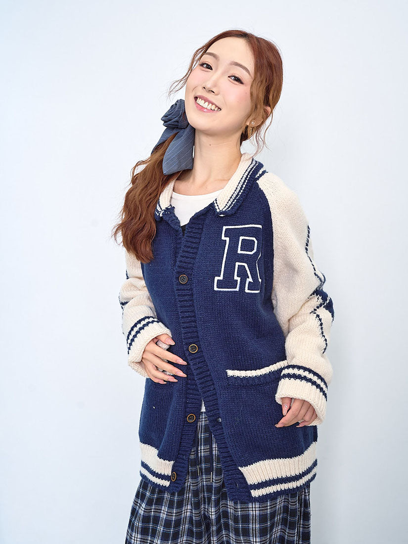 '88' Colourblocked Cardigan (2 Colours)