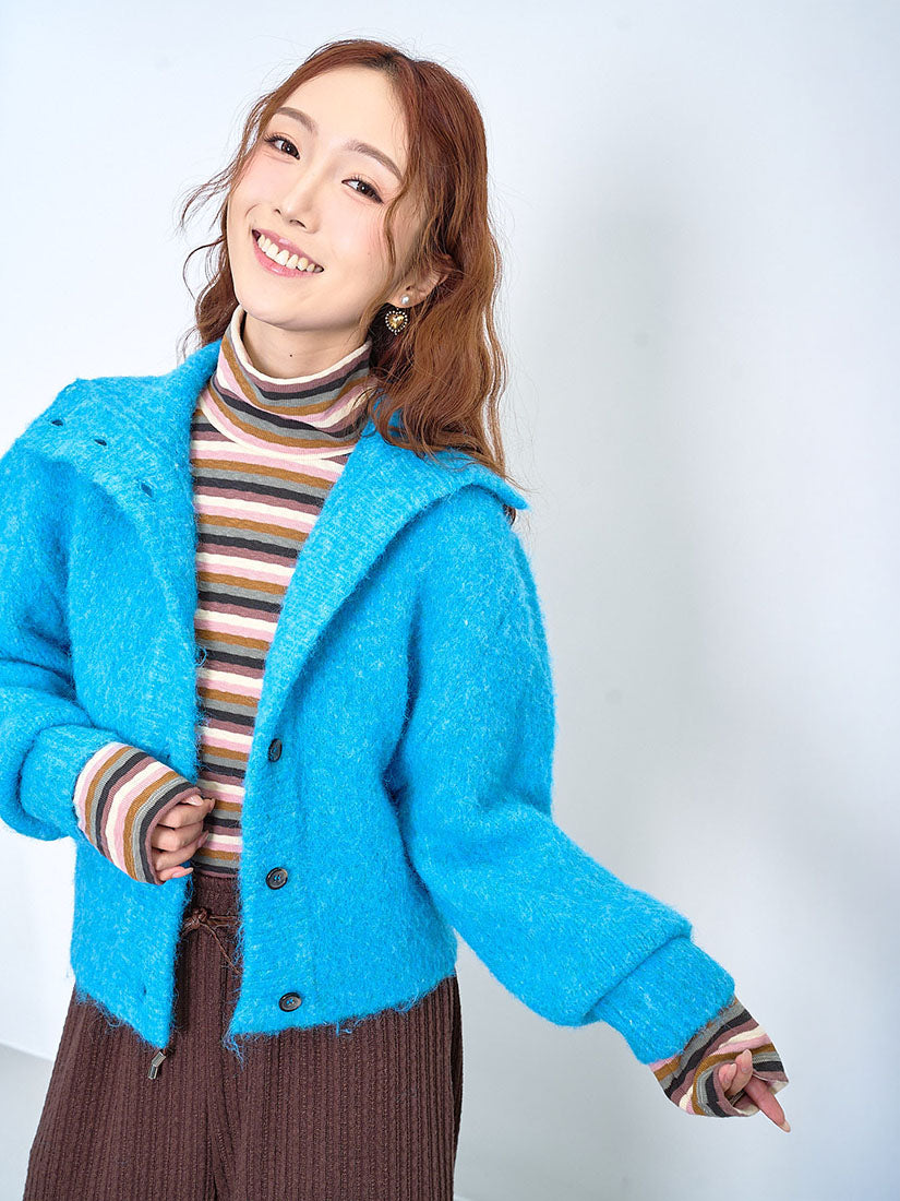 Fluffy Turtle Neck Cardigan (2 Colours)