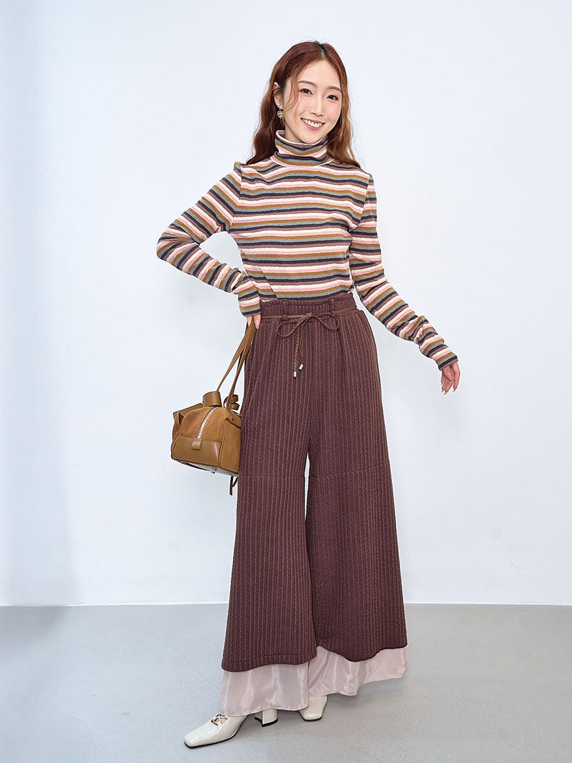 Textured Striped Turtle Neck Top (2 Colours)