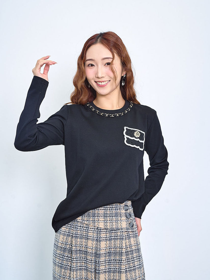 Crochet Pocket Long Sleeve Tee (2 Colours)