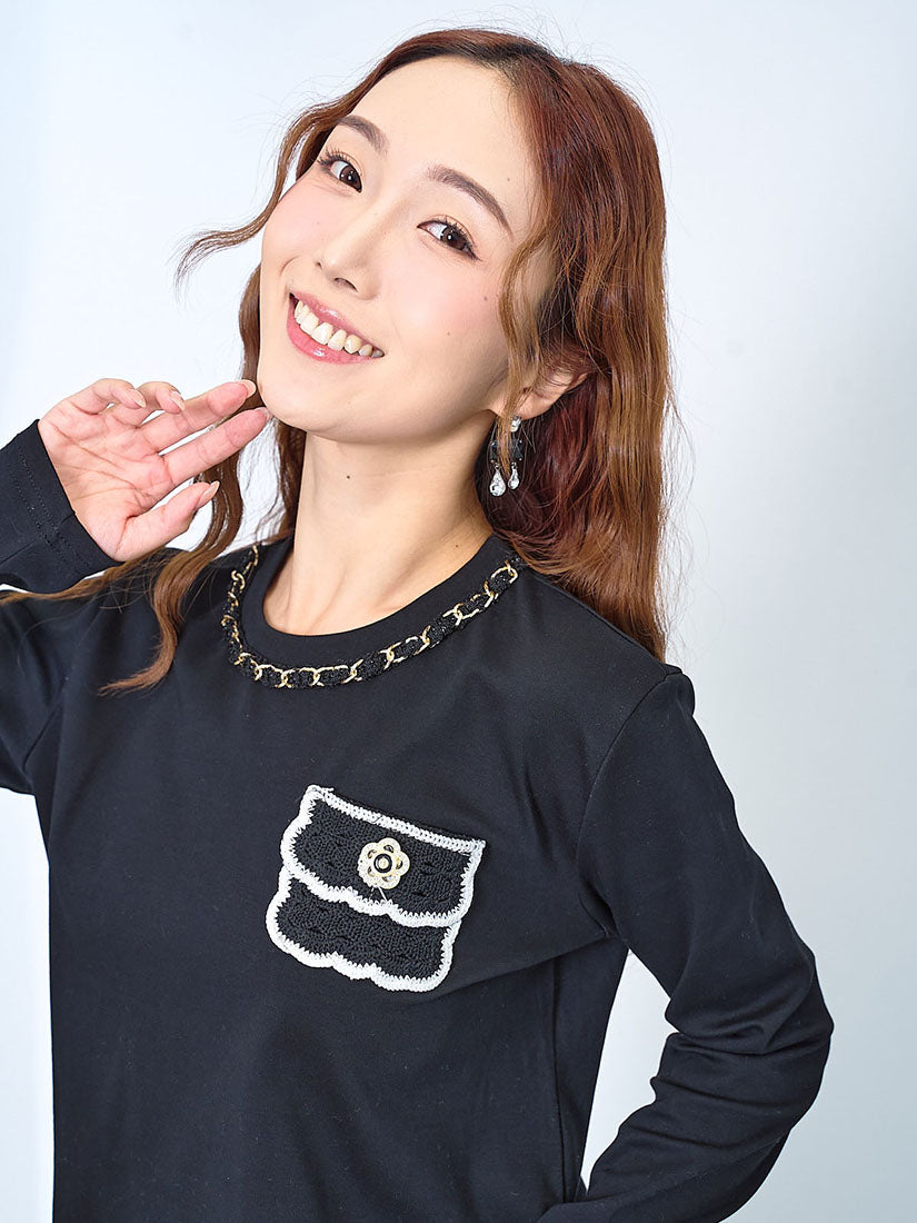 Crochet Pocket Long Sleeve Tee (2 Colours)