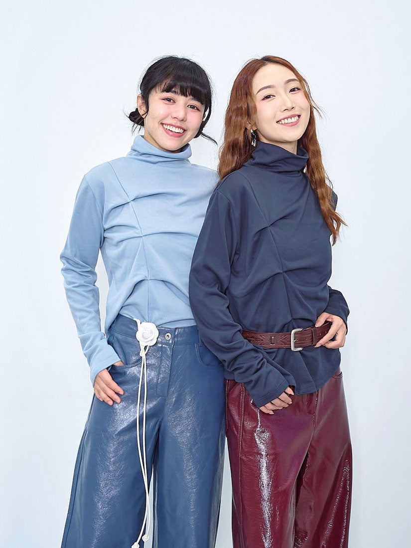 Pleat Detailed Turtle Neck Top (4 Colours)