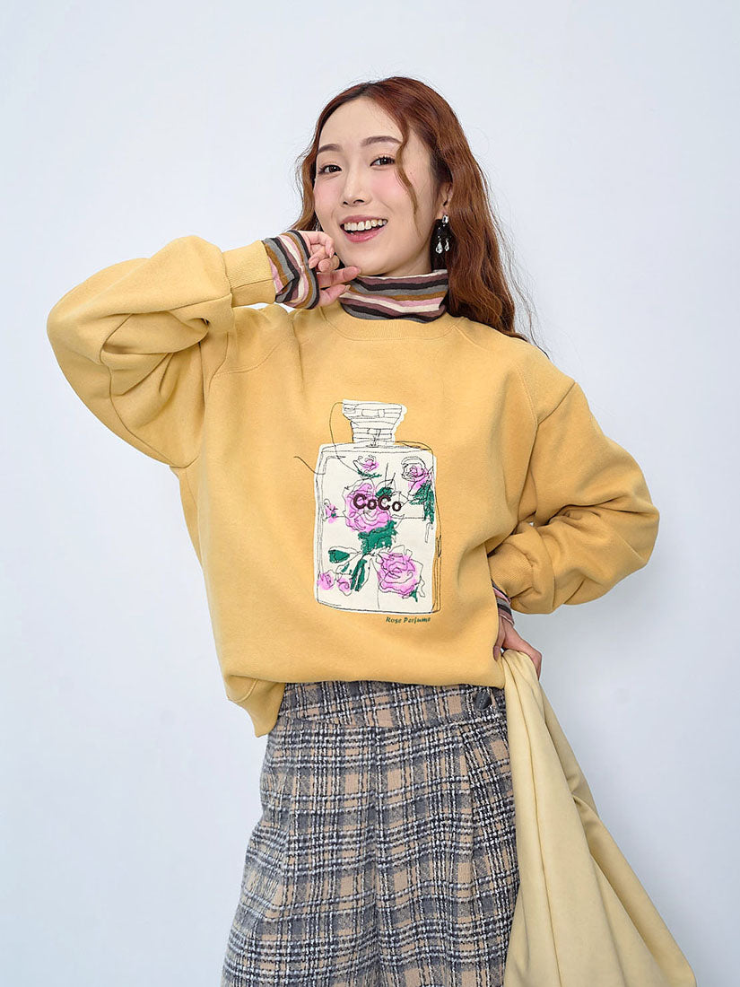 Rose Perfume Embroidered Sweatshirt (2 Colours)