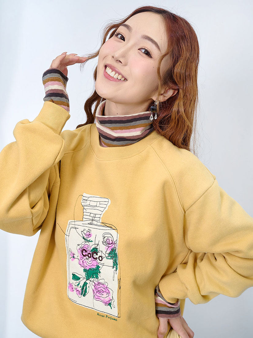 Rose Perfume Embroidered Sweatshirt (2 Colours)