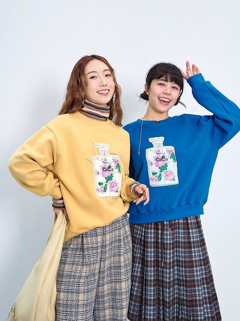 Rose Perfume Embroidered Sweatshirt (2 Colours)