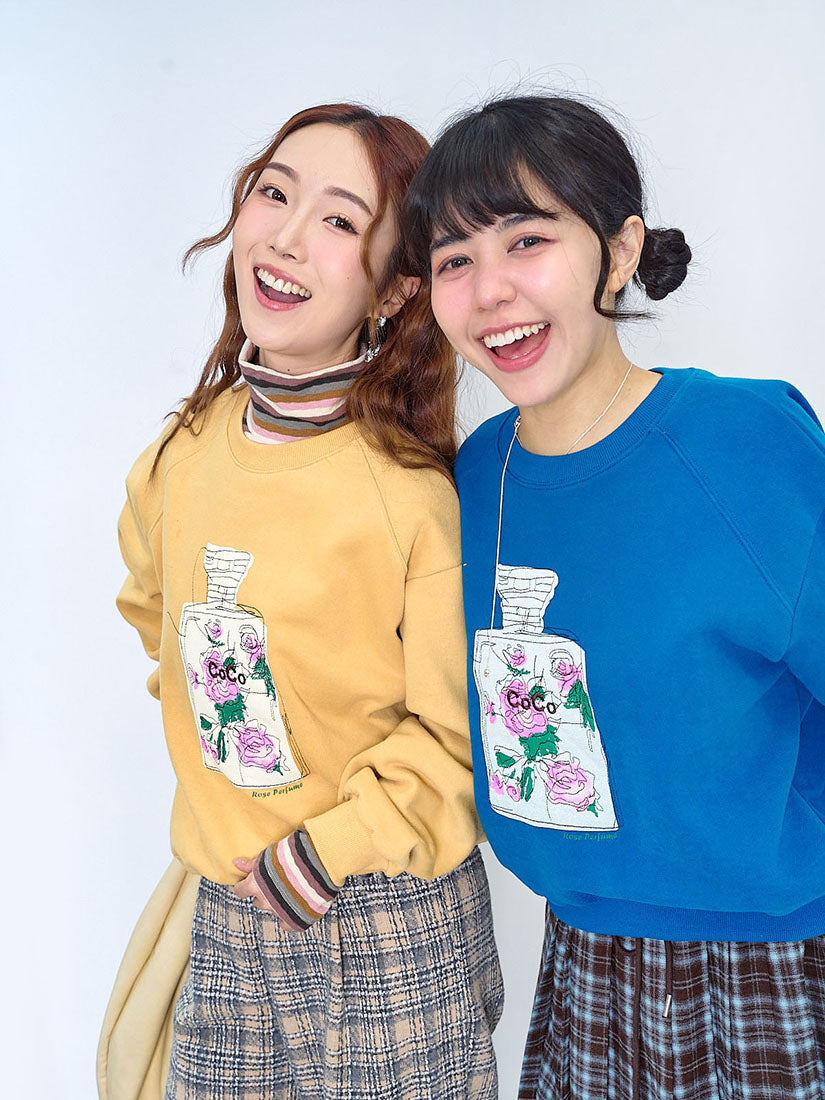 Rose Perfume Embroidered Sweatshirt (2 Colours)