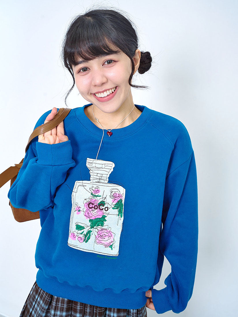Rose Perfume Embroidered Sweatshirt (2 Colours)