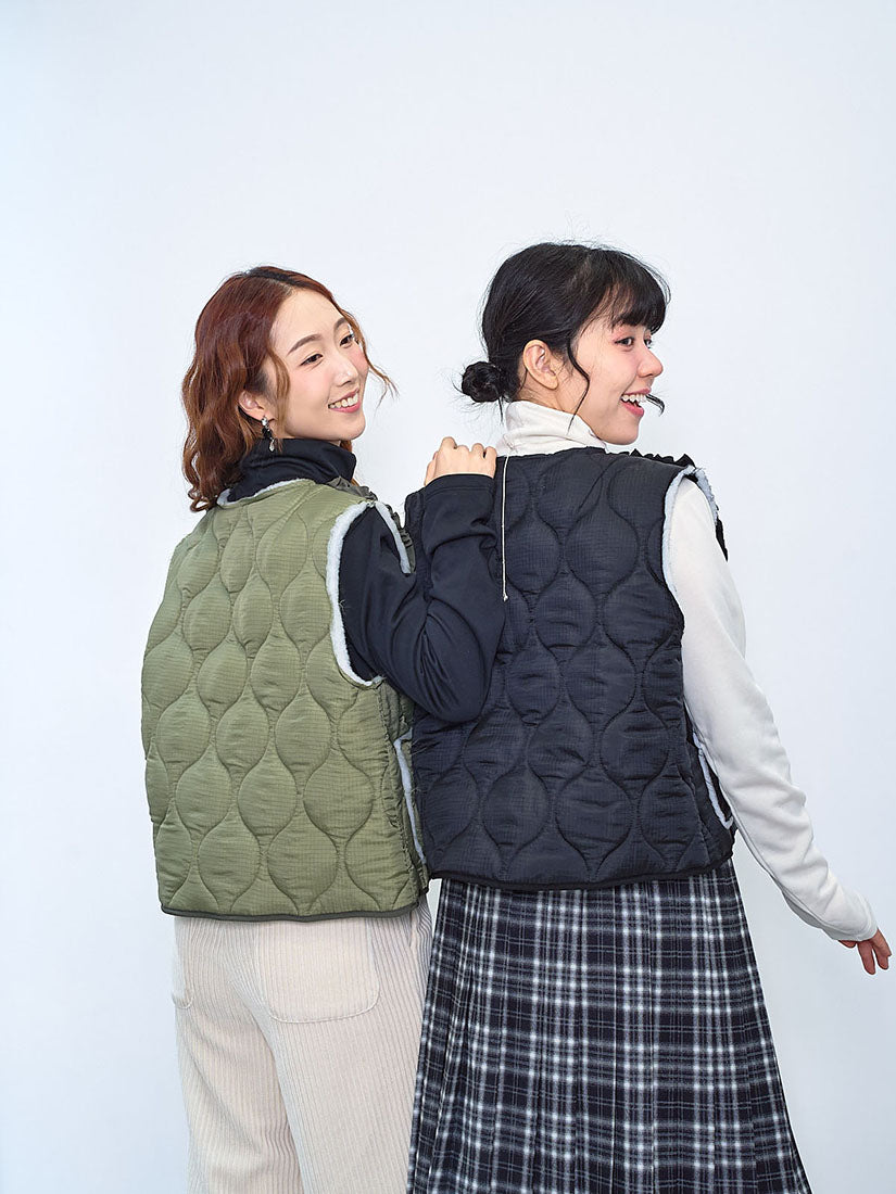 Ruffle Detailed Quilted Vest (2 Colours)