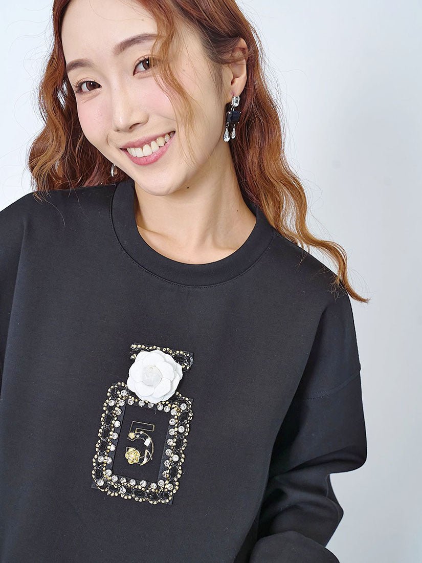 Camellia Perfume Embellished Sweatshirt (2 Colours)