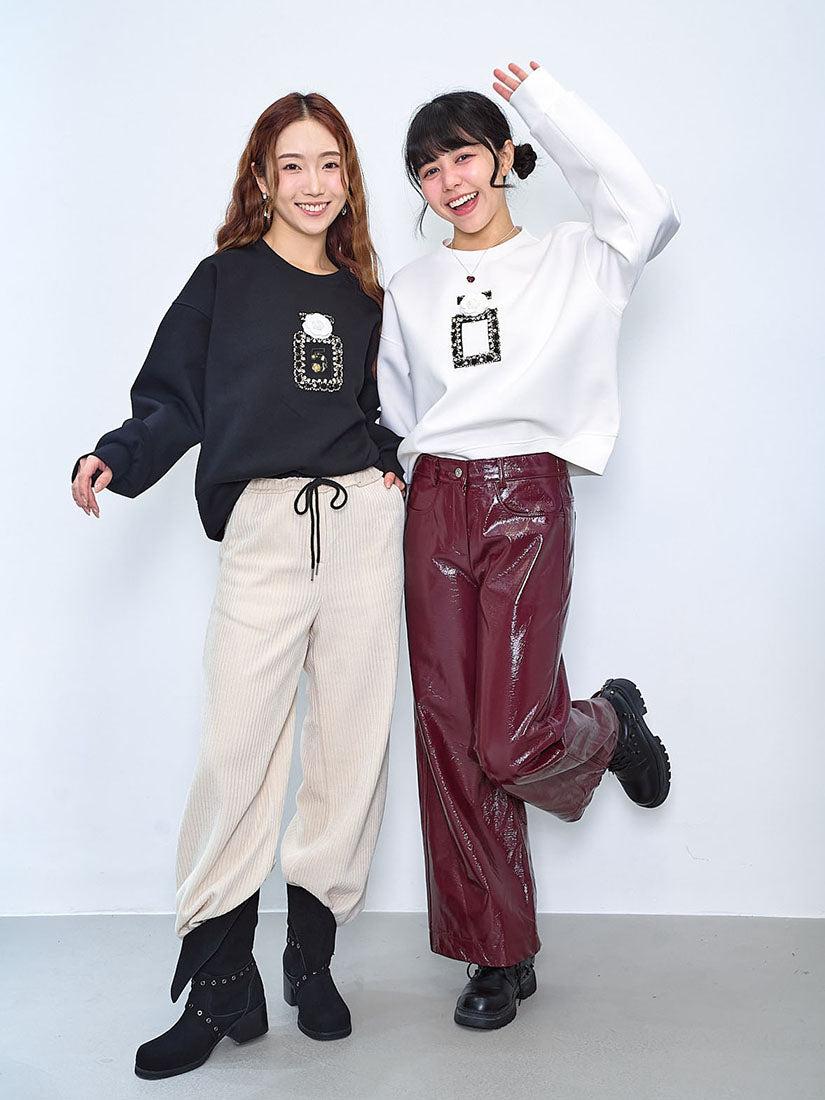 Camellia Perfume Embellished Sweatshirt (2 Colours)