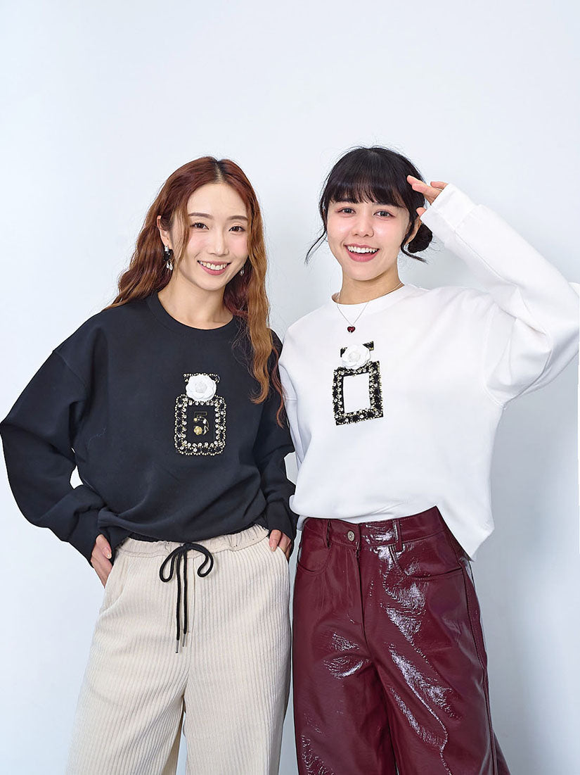 Camellia Perfume Embellished Sweatshirt (2 Colours)