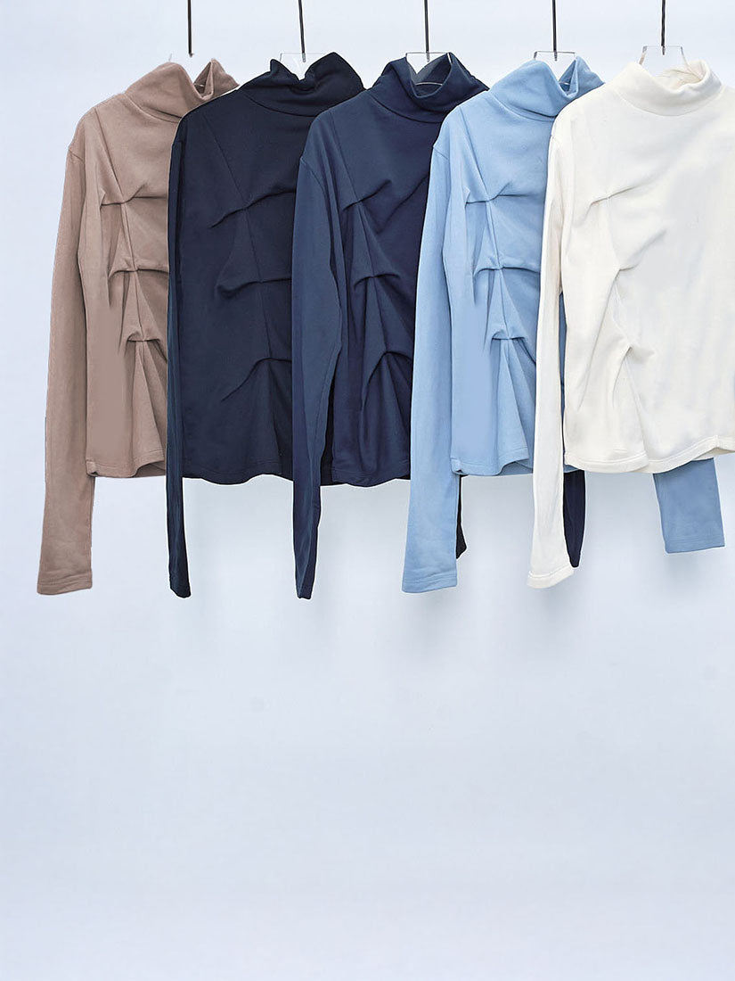 Pleat Detailed Turtle Neck Top (4 Colours)