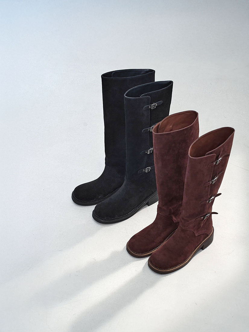 Buckle Suede Tall Boots(2 Colours)