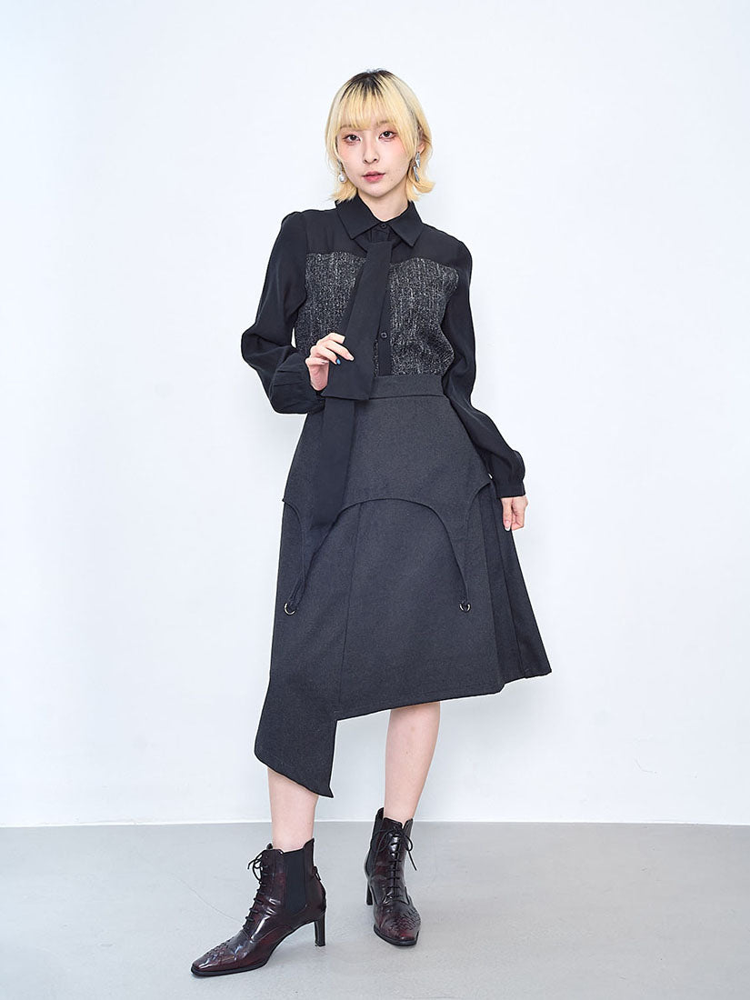 Asymmetric Buckle Detailed Skirt (2 Colours)