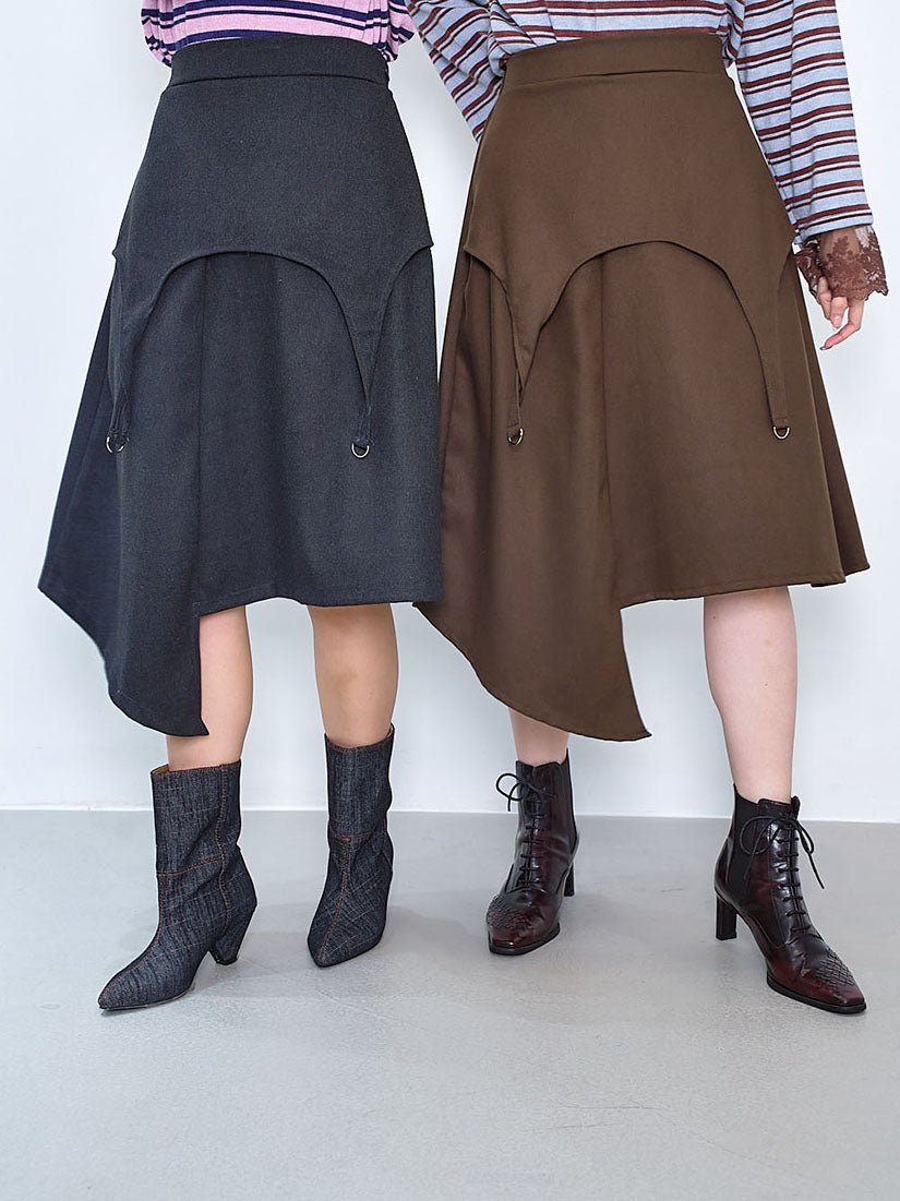 Asymmetric Buckle Detailed Skirt (2 Colours)