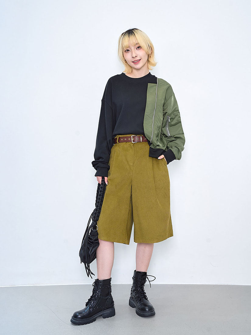 Half Bomber Jacket Sleeve Sweatshirt (2 Colours)