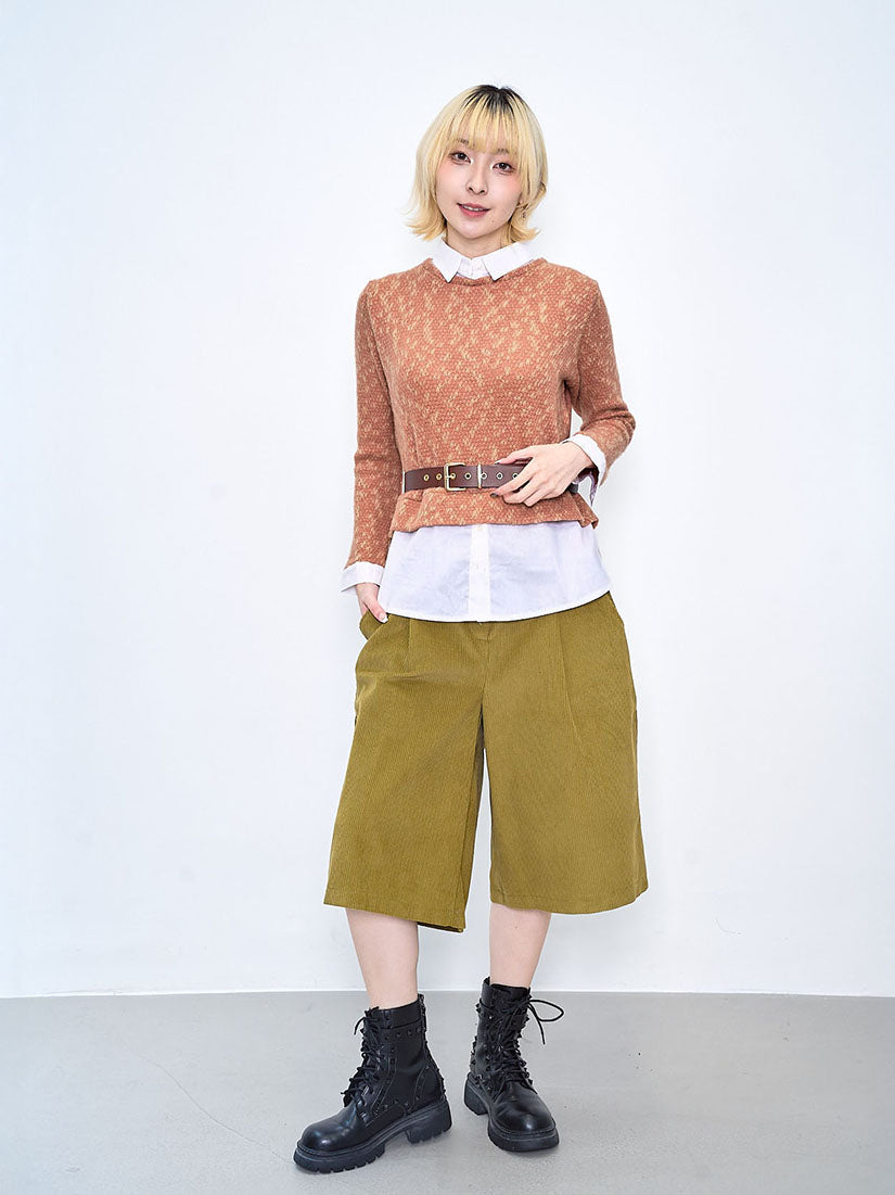 Knit Top With Shirt Underlay (2 Colours)