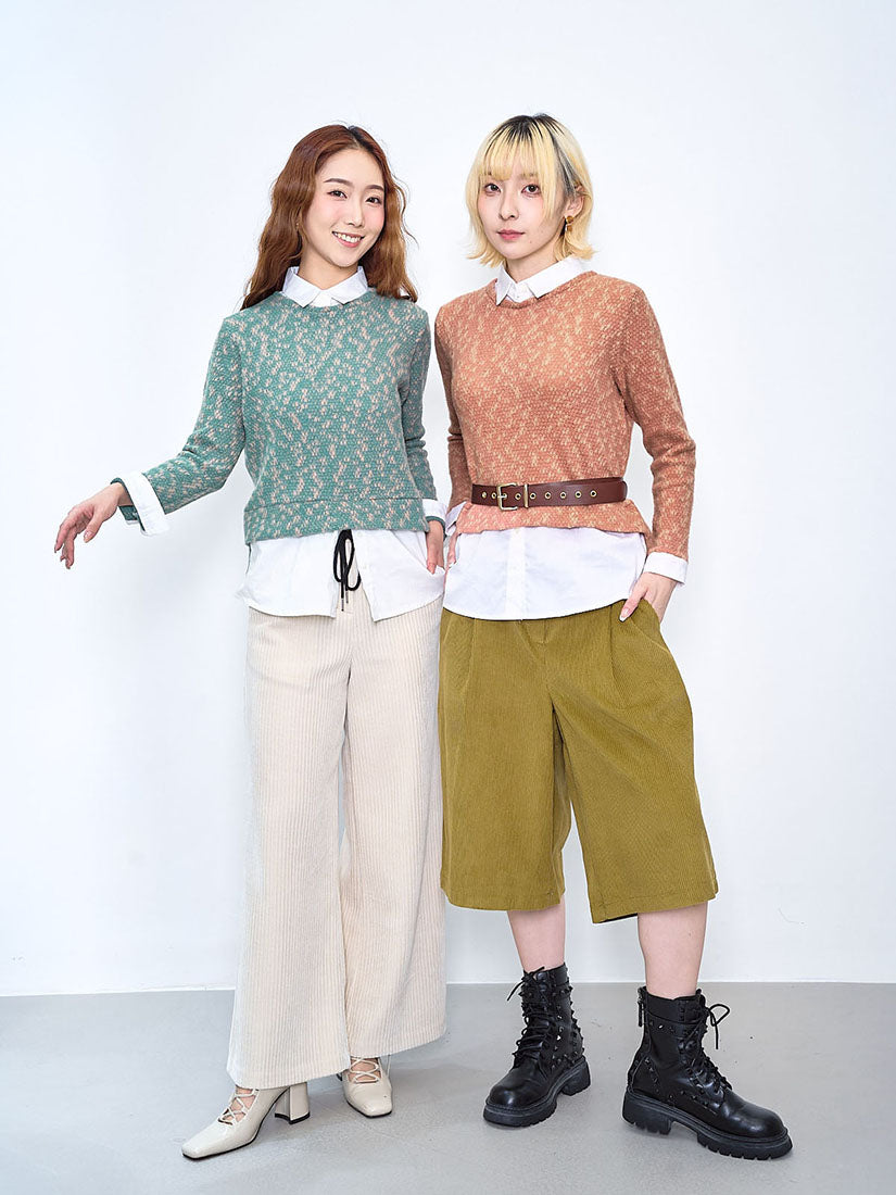 Knit Top With Shirt Underlay (2 Colours)