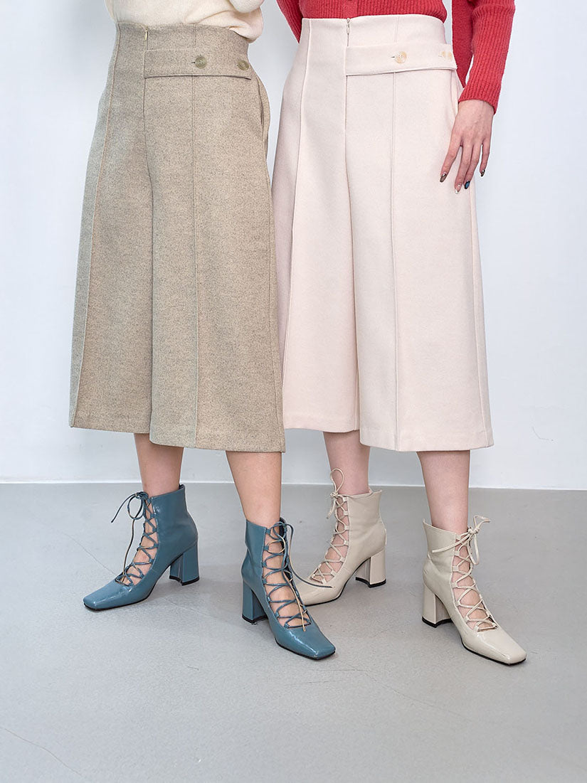 Half Belted Woollen Pants (3 Colours)