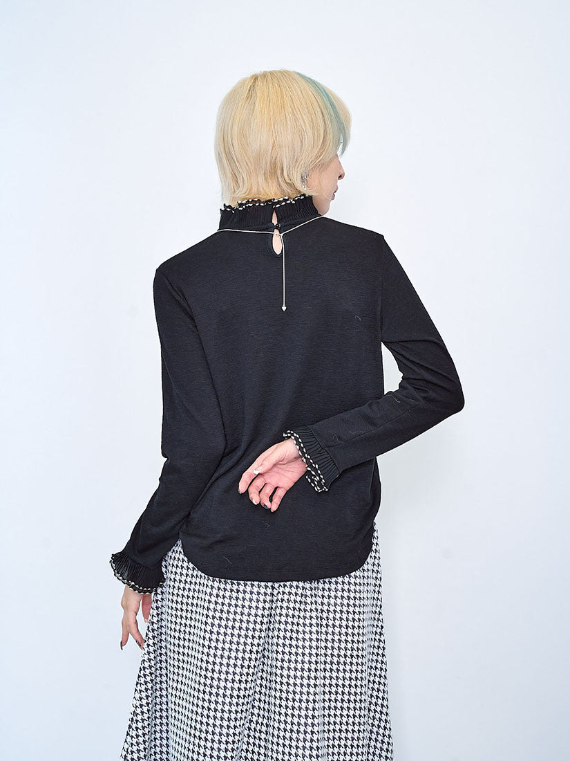 Houndstooth Textured Pleated Front Skirt