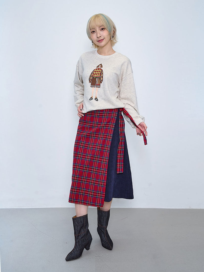 Wrap Tartan Panel Skirt (2 Colours)