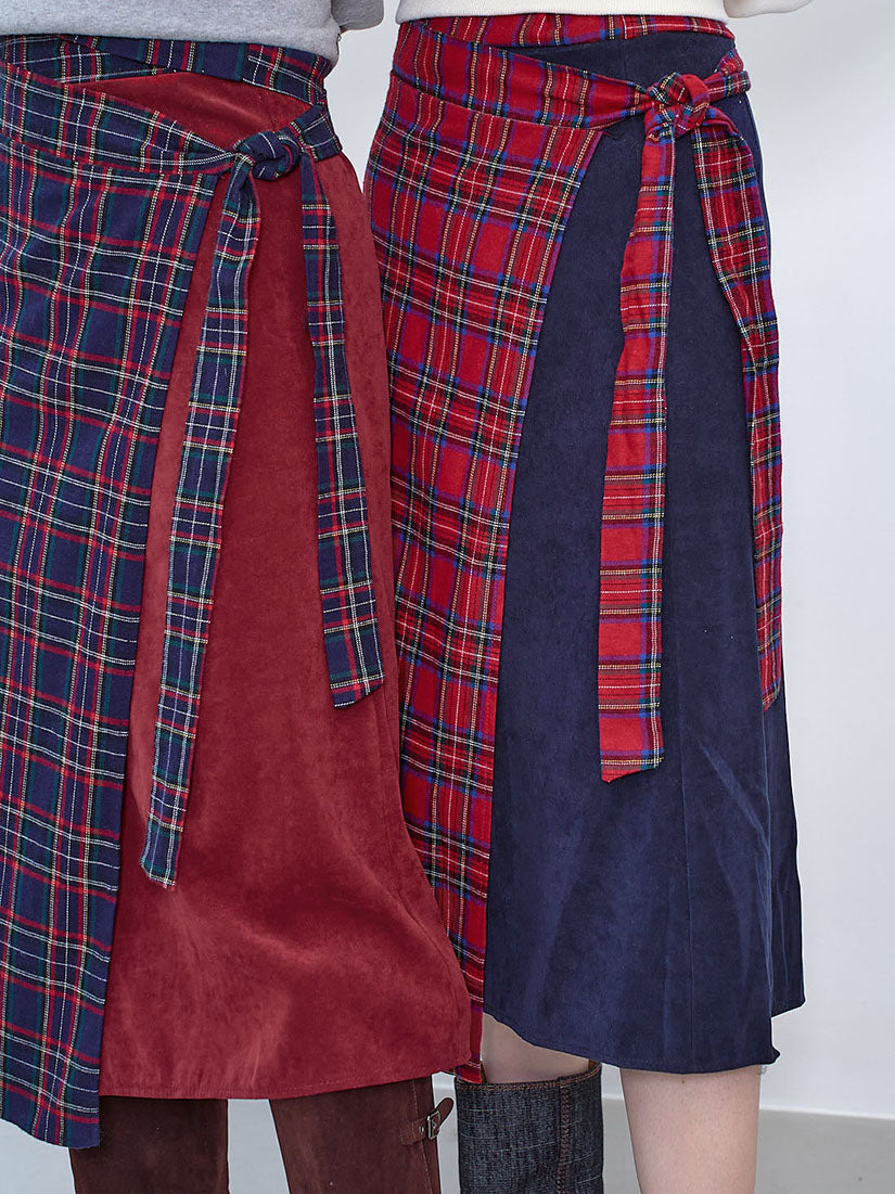 Wrap Tartan Panel Skirt (2 Colours)