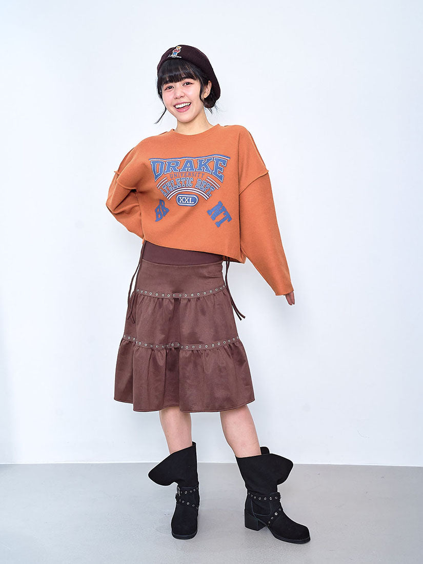 Eyelet Suede Tiered Skirt (2 Colours)