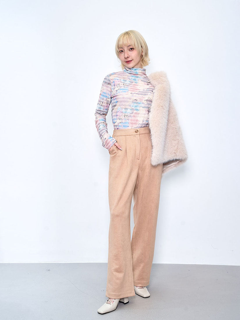 Watercolour Printed Textured Stripe Top (2 Colours)