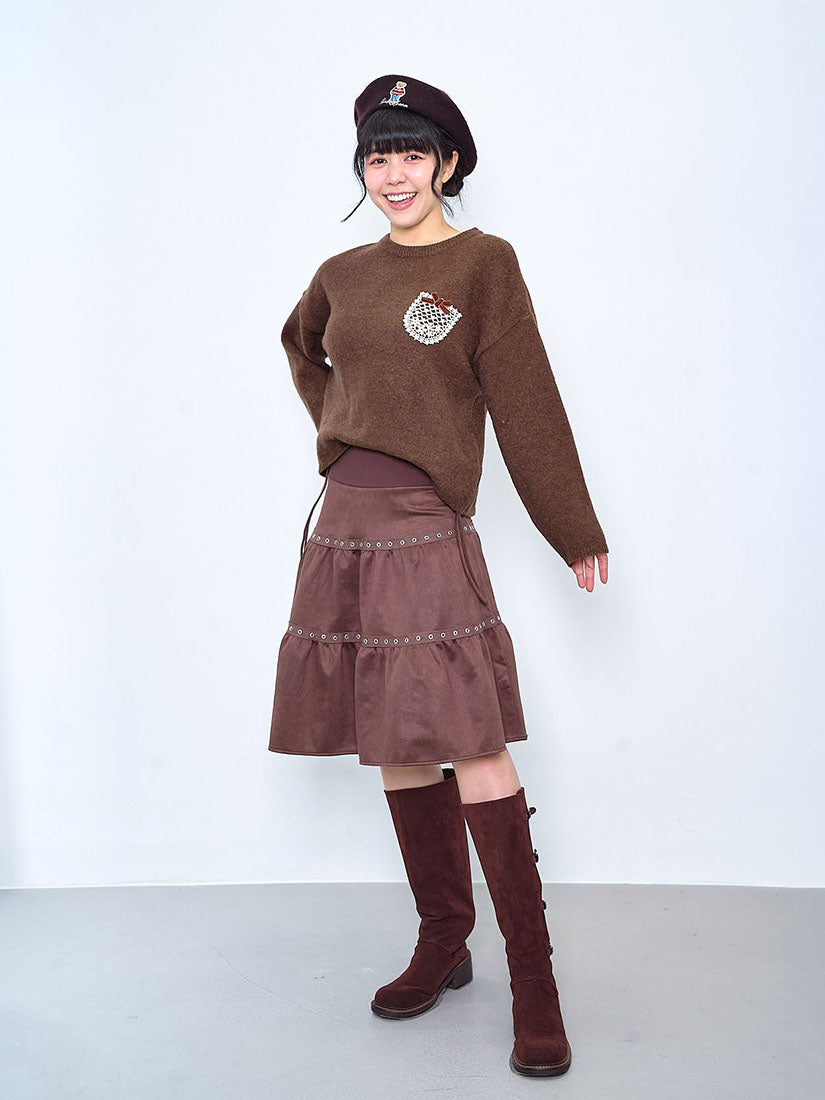 Lace Pocket Patched Sweater (2 Colours)