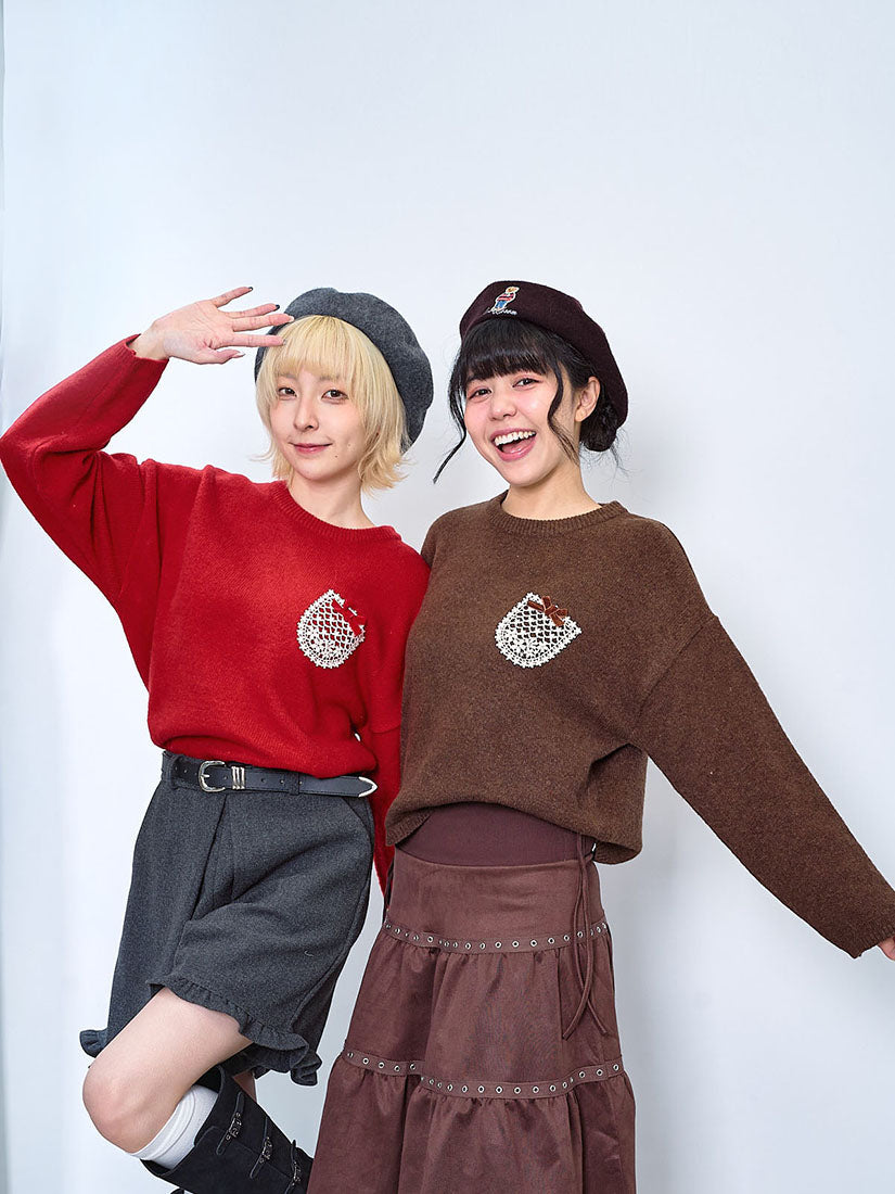 Lace Pocket Patched Sweater (2 Colours)
