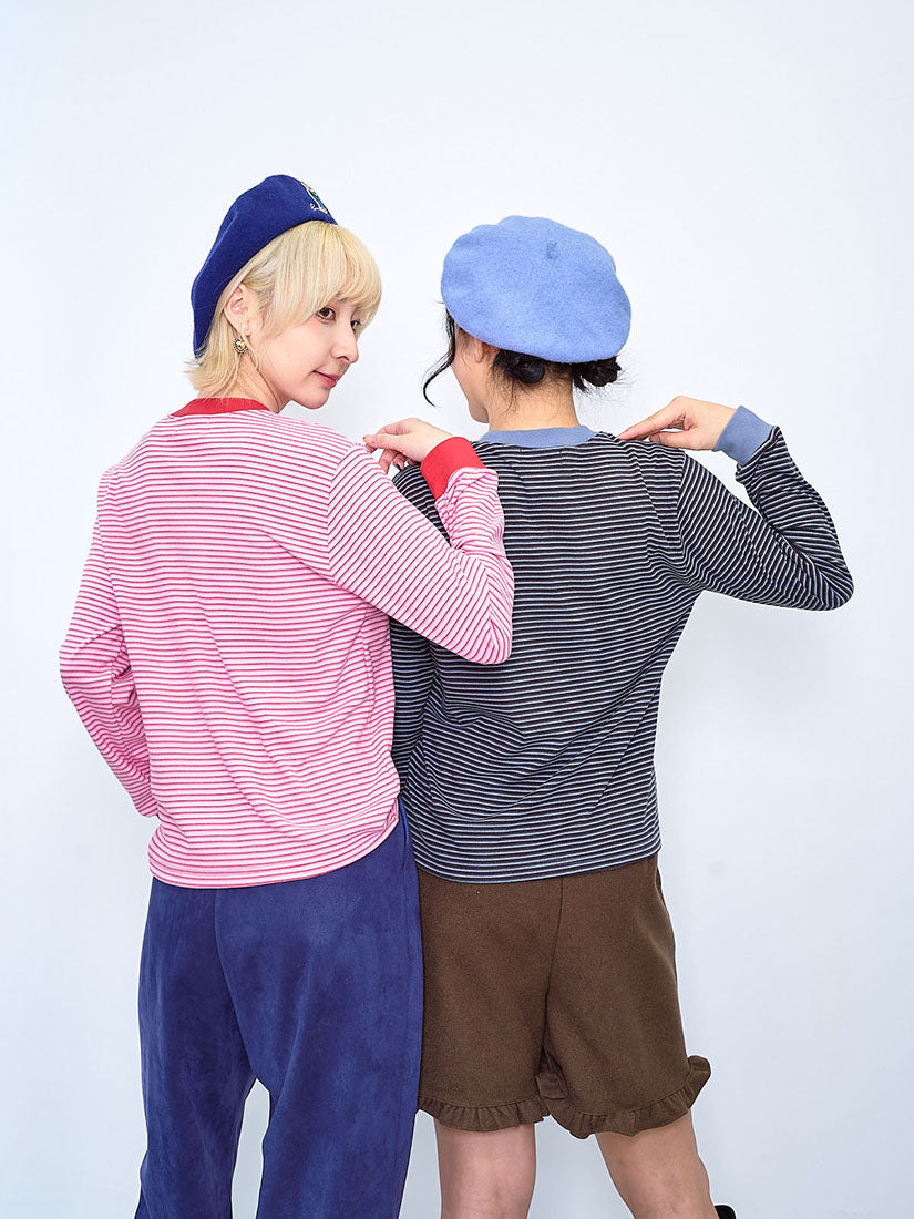 Dressing Animals Printed Striped Tee (2 Colours)