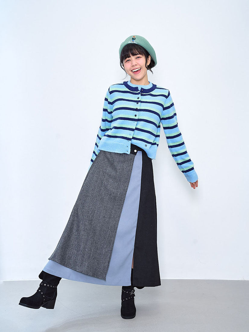 Striped Sweater With Cardigan Front (2 Colours)