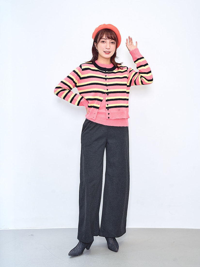 Striped Sweater With Cardigan Front (2 Colours)