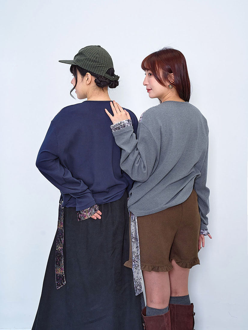 Floral Printed Velvet Patchwork Top (2 Colours)