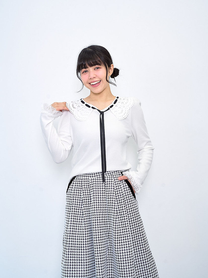 Crochet Lace Collar Ribbon Top