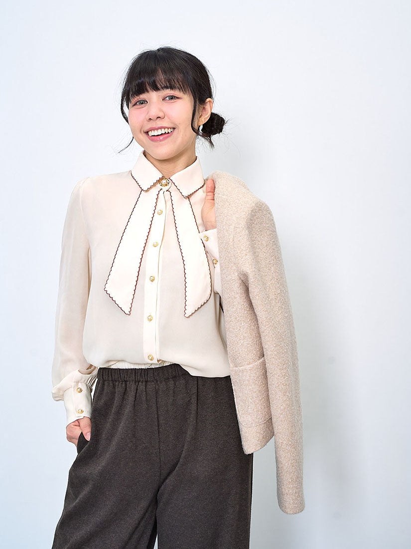 Contrast Stitched Collar Blouse (2 Colours)