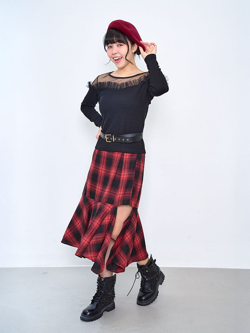 Mesh Shoulder Heart Shaped Neck Top (2 Colours)